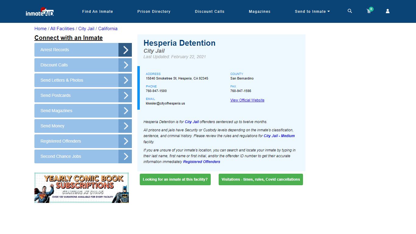 Hesperia Detention | Inmate Locator